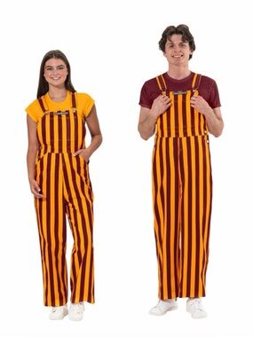 College Striped gold & Maroon Overalls Jumpsuit - Classic Striped Romper